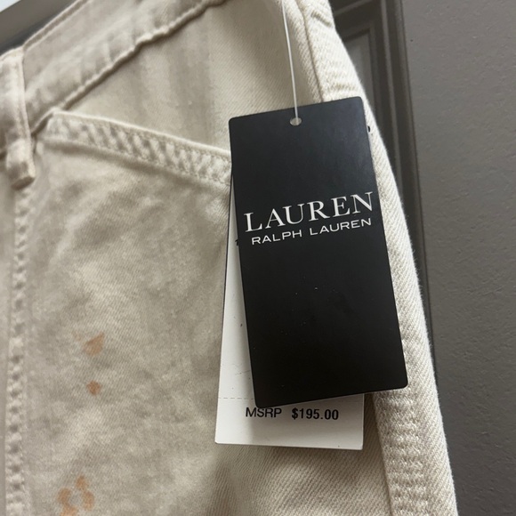 NWT Lauren Ralph Lauren Cream Floral Wide Leg Jeans Size 14 - Picture 4 of 7